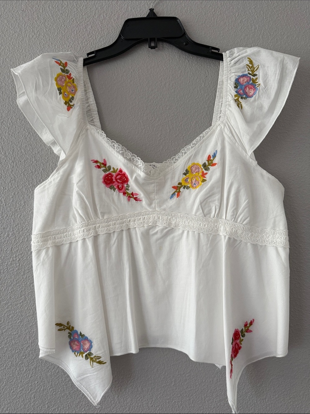 Embroidered White Floral Camisole Top - Women's
